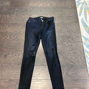 Good American Black Distressed Skinny Jeans